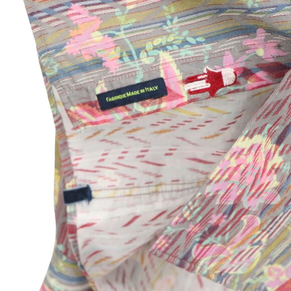 Luchiano Visconti Striped Floral Gray Button Down Long Sleeve Shirt XL - Picture 6 of 6